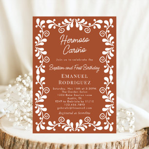 Convites Terracota Cielito Lindo Batismo e Primeiro Anivers