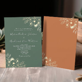 Convites Terracota e Casamento Floral em Verde Oliva