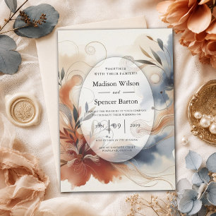 Convites Terracota e Navy em Flores no Casamento Crepúsculo