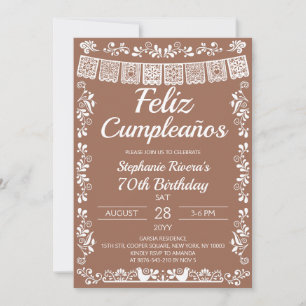 Convites Terracota Feliz Cumpleaños Aniversário de 70 anos 