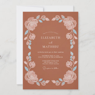 Convites Terracota Flor de Pastel Florescer Casamento
