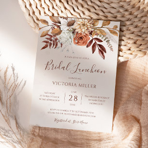 Convites Terracota Floral Boho Outono Jantar de Noivado