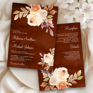Convites Terracota Floral de Pêssego Terroso Casamento Tudo