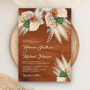 Convites Terracota Floral Pampas Terrosa de Palma de Marfim