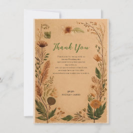 Convites Terracota Flores Prensadas de Pêssego Boho Obrigad