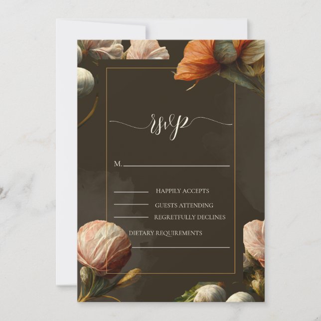 Convites Terracota Laranja Queimada Floral Marrom RSVP (Frente)