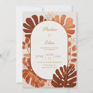 Convites Terracota Linha Monstera Arco Dourado Casamento