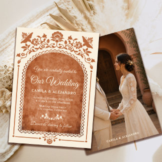 Convites Terracota Mexicana Rústica Fotografia Casamento Vi
