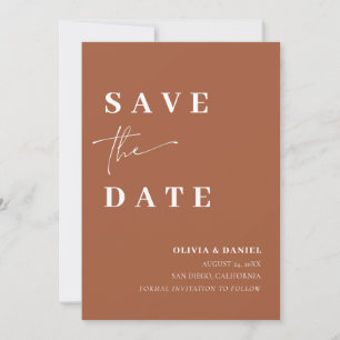 Convites Terracota Minimalista Elegante Foto Save the Date