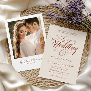 Convites Terracota Moderno Boho Casamento Foto Minimalista