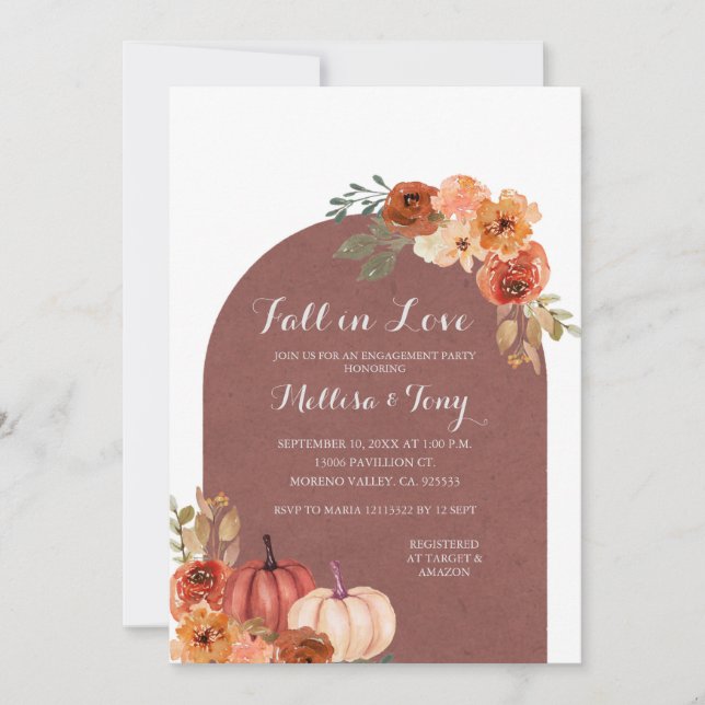 Convites Terracota Orange Pumpkin Apaixonando (Frente)