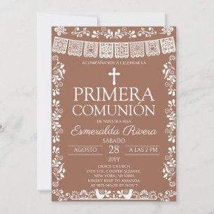 Convites Terracota Papel Picado Primera Comunión
