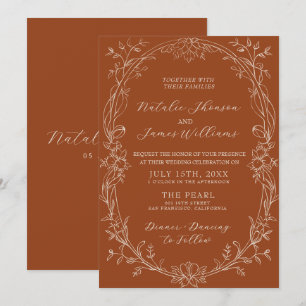 Convites Terracota Requintada Laranja Queimada Floral Casam