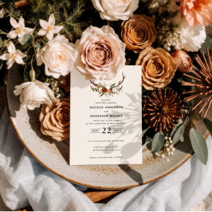 Convites Terracota rústica floral elegante moderna 