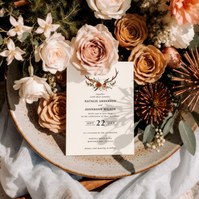 Convites Terracota rústica floral elegante moderna  (Criador carregado)