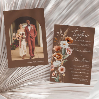 Convites Terracota Terrosa Boho Casamento Aquarela