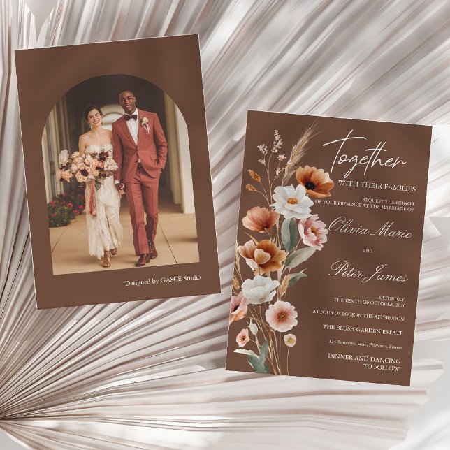 Convites Terracota Terrosa Boho Casamento Aquarela (Criador carregado)