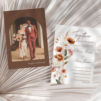 Convites Terracota Terrosa Boho Casamento Aquarela