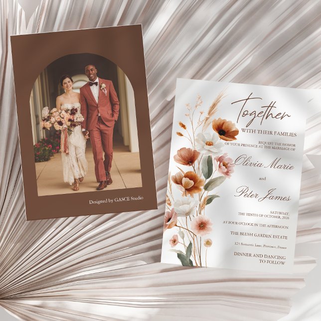 Convites Terracota Terrosa Boho Casamento Aquarela (Criador carregado)