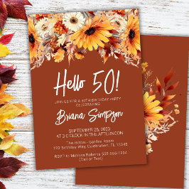 Convites Terracotta 50th Birthday Fall Floral