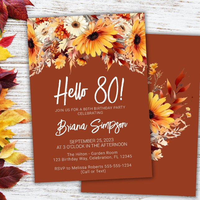 Convites Terracotta 80 Birthday Fall Floral (Criador carregado)
