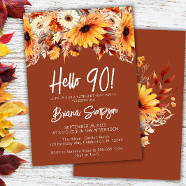 Convites Terracotta 90 Birthday Fall Floral