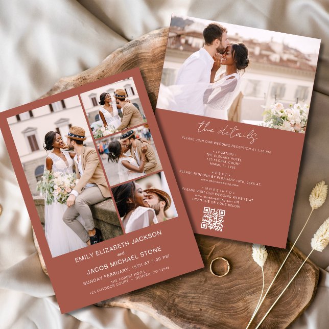 Convites Terracotta All In One QR Code Foto Casamento (Criador carregado)