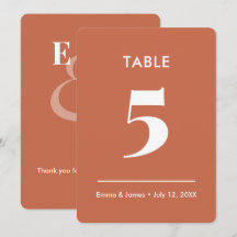 Terracotta Ampersand Casamento | Número da Mesa