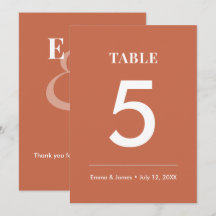 Terracotta Ampersand Casamento | Número de Mesa Mo