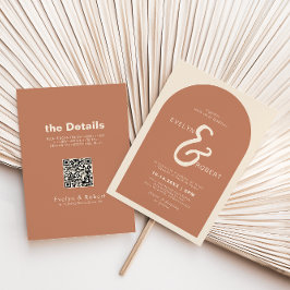 Convites Terracotta Arch Casamento Formal de Trás e Frente