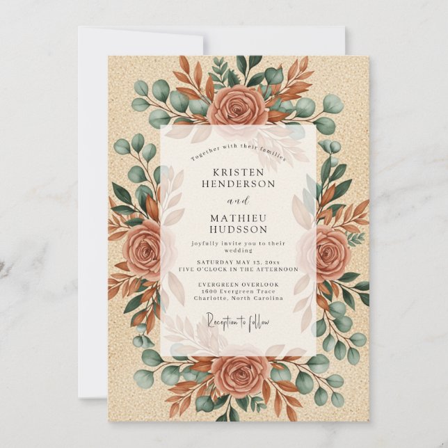 Convites Terracotta Artistic Autumn Wedding (Frente)