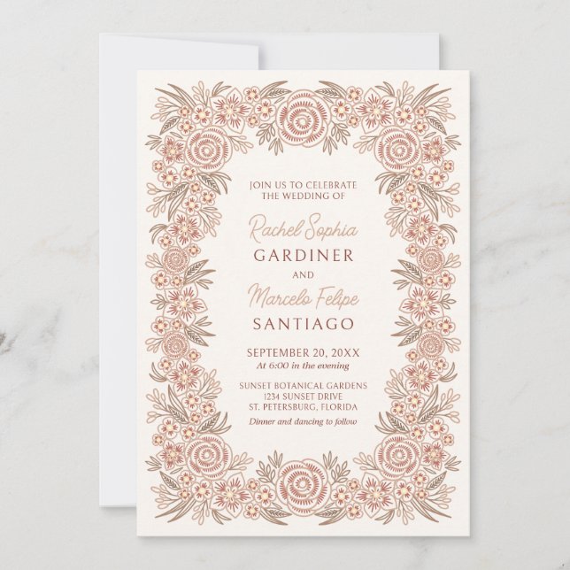 Convites Terracotta Autumn Floral Wedding (Frente)