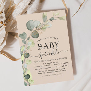 Convites Terracotta Baby Sprinkle Chá Eucalyptus