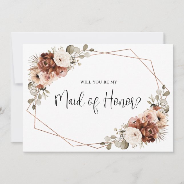 Convites Terracotta Beige Sage Você Será Minha Madrinha de  (Frente)