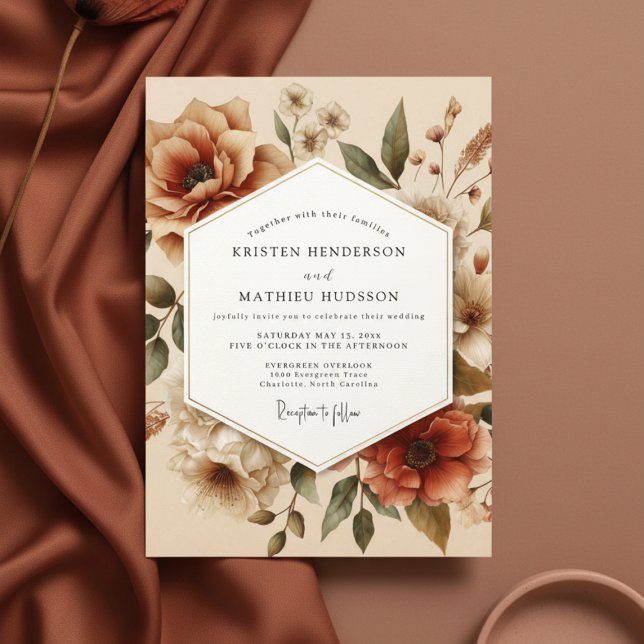 Convites Terracotta Bloom Autumn Romance Wedding (Criador carregado)