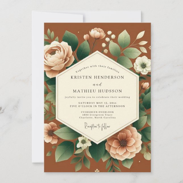 Convites Terracotta Bloom Autumn Wedding (Frente)