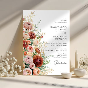 Convites Terracotta Blush Corado Jardim Flores Casamento
