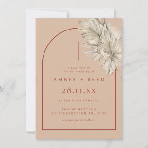 Convites Terracotta & Blush Modern Arch Palm Casamento Folh