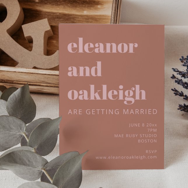 Convites Terracotta Blush Modern Wedds (Criador carregado)