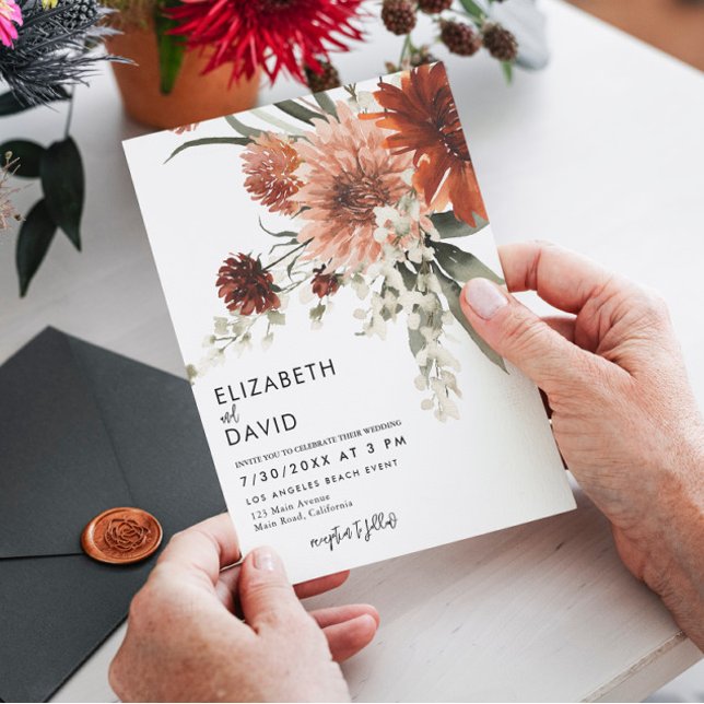 Convites Terracotta Bohemian Floral Wedding (Criador carregado)