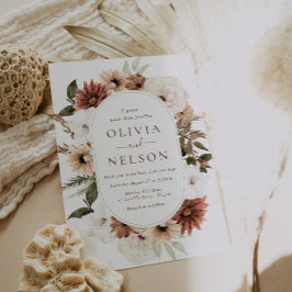 Convites Terracotta Bohemian Floral Wreath Frame Weding