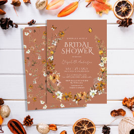 Convites Terracotta Boho Chá de panela de flores selvagens