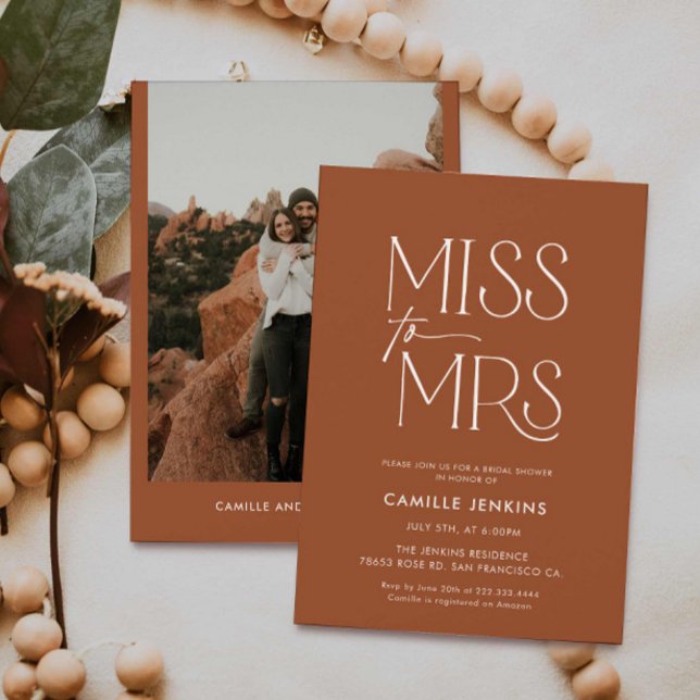 Convites Terracotta Boho Chá de panela Minimo (Boho Minimal Bridal Shower Invitation)