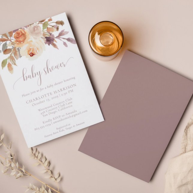 Convites Terracotta Boho Fall Floral | CHÁ DE FRALDAS (Criador carregado)