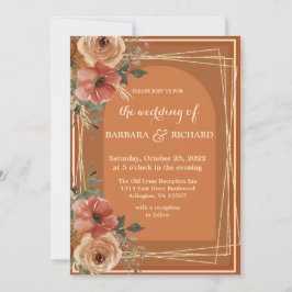 Convites Terracotta Boho Fall Floral Watercolor