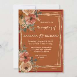 Convites Terracotta Boho Fall Floral Watercolor