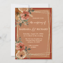 Convites Terracotta Boho Fall Floral Watercolor