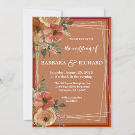 Convites Terracotta Boho Fall Floral Watercolor