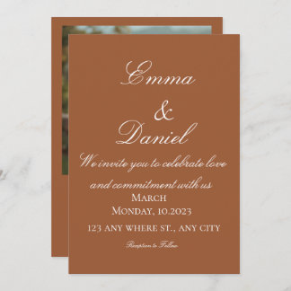 Convites Terracotta Boho Minimal Photo Wedding Invitation