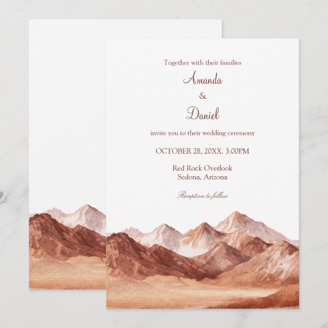 Convites Terracotta Boho Mountain Southwest Wedding  (Frente/Verso)